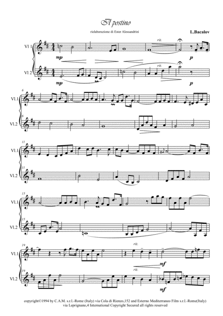 Il Postino (the Postman) (arr. Ester Alessandrini)