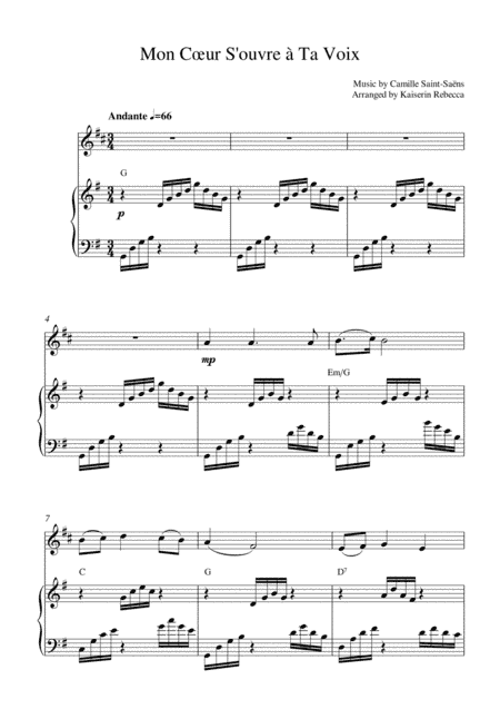 Mon Cœur S'ouvre à Ta Voix (arr. Kaiserin Rebecca)