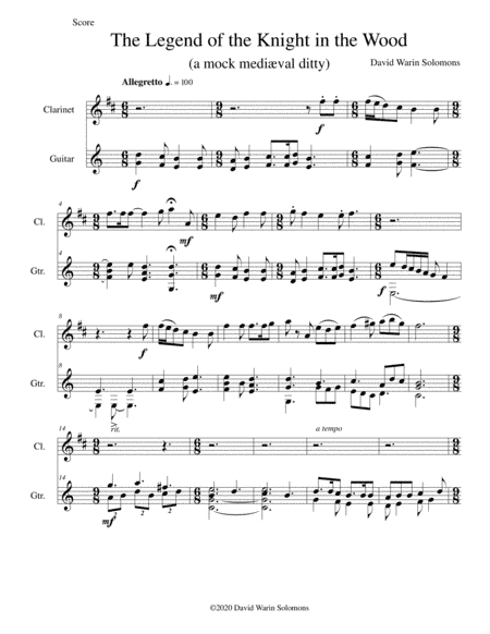 The legend of the knight in the wood for clarinet and guitar