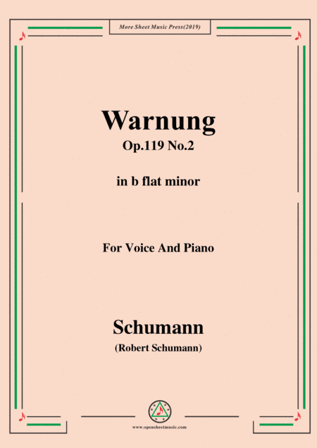 Schumann-Warnung,Op.119 No.2,in b flat minor,for Voice&Piano (arr. MSM)