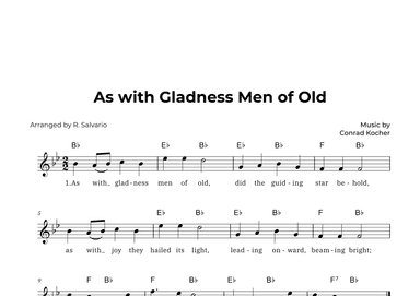 As with Gladness Men of Old (Key of B-Flat Major) (arr. R. Salvario)