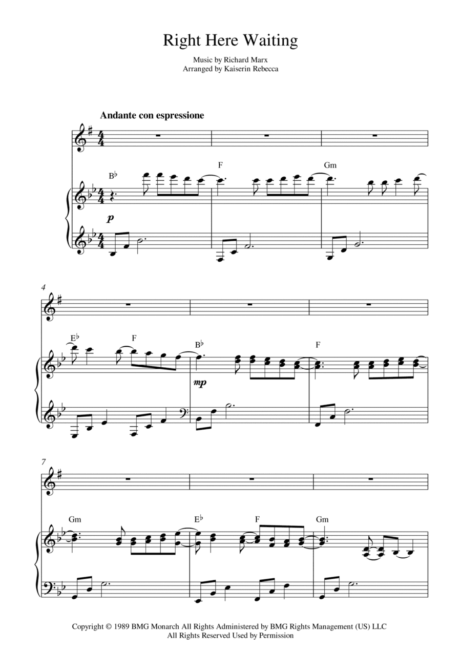 Right Here Waiting (arr. Kaiserin Rebecca)