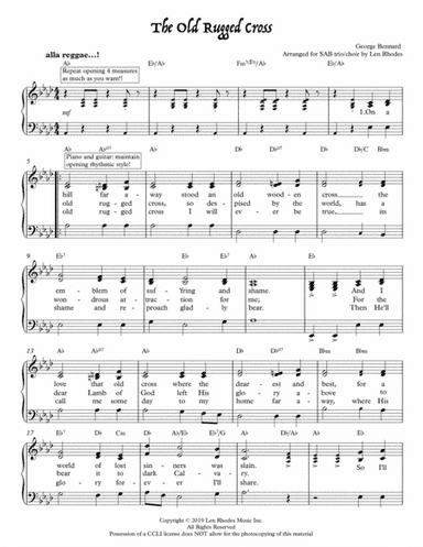 The Old Rugged Cross (for SAB, piano and guitar) (arr. Len Rhodes)