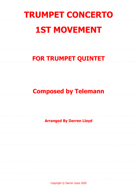 Telemann Trumpet concerto in D (1st movement) - Trumpet quintet (arr. Darren Lloyd)