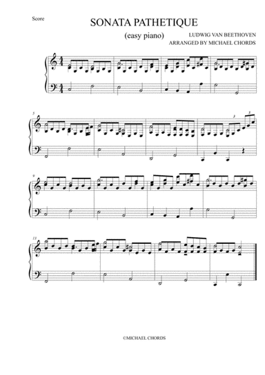 Sonata Patetique EASY PIANO (arr. pianoplayer)