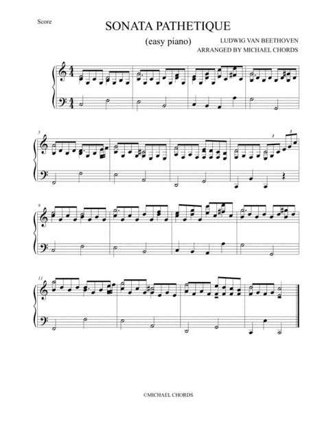 Sonata Patetique EASY PIANO (arr. pianoplayer)