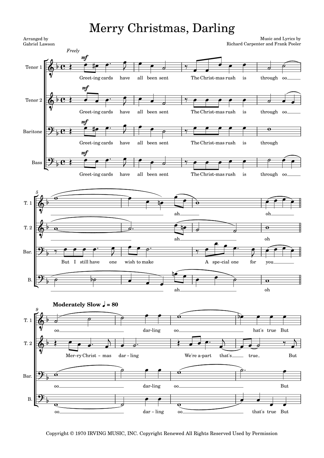 Merry Christmas, Darling (arr. Gabriel Lawson)