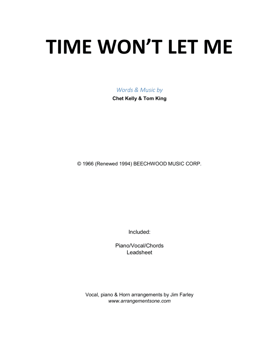 Time Won't Let Me (arr. Jim Farley www.arrangementsone.com)