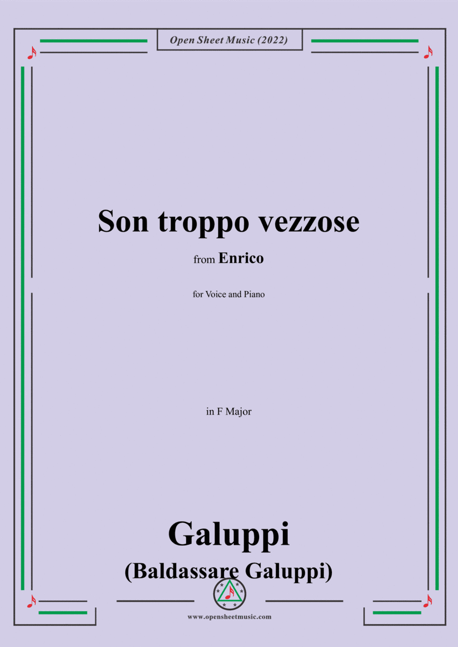 Galuppi-Son troppo vezzose,in F Major,from 'Enrico',for Voice and Piano (arr. Open Cloud)