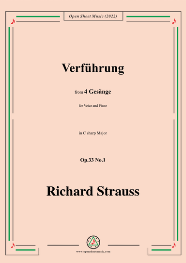 Richard Strauss-Verführung,in C sharp Major,Op.33 No.1 (arr. OSM Press)
