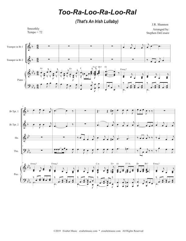 Too-Ra-Loo-Ra-Loo-Ral (That's an Irish Lullaby) (for Brass Quartet and Piano) (arr. Stephen DeCesare)