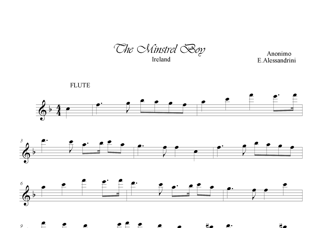 The minstrel boy. Flute (arr. Ester Alessandrini)