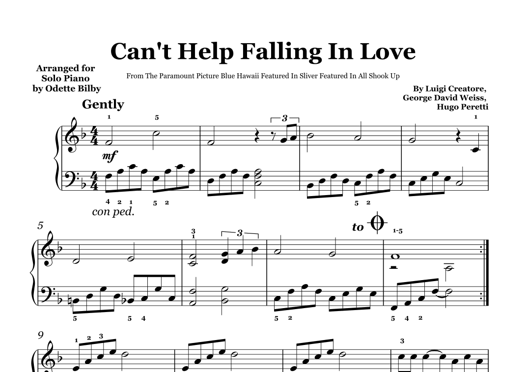 Can't Help Falling In Love (arr. Odette Bilby)