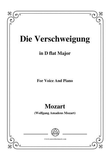 Mozart-Die verschweigung,in D flat Major,for Voice and Piano (arr. MSM)
