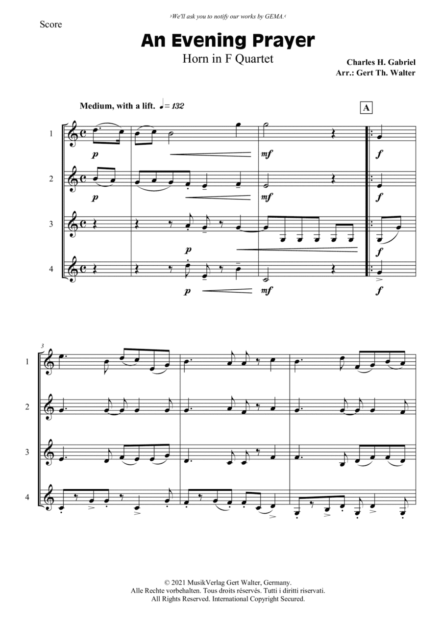 An Evening Prayer (arr. Gert Th. Walter)