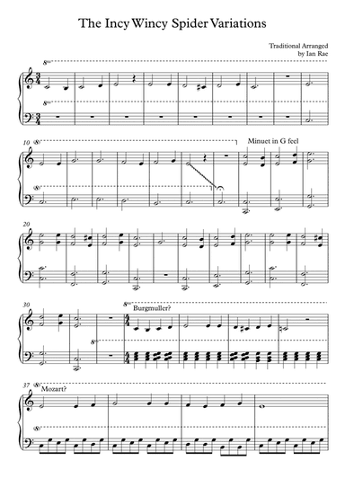 The Incy Wincy (Itsy Bitsy) Spider Variations (arr. Ian Rae)