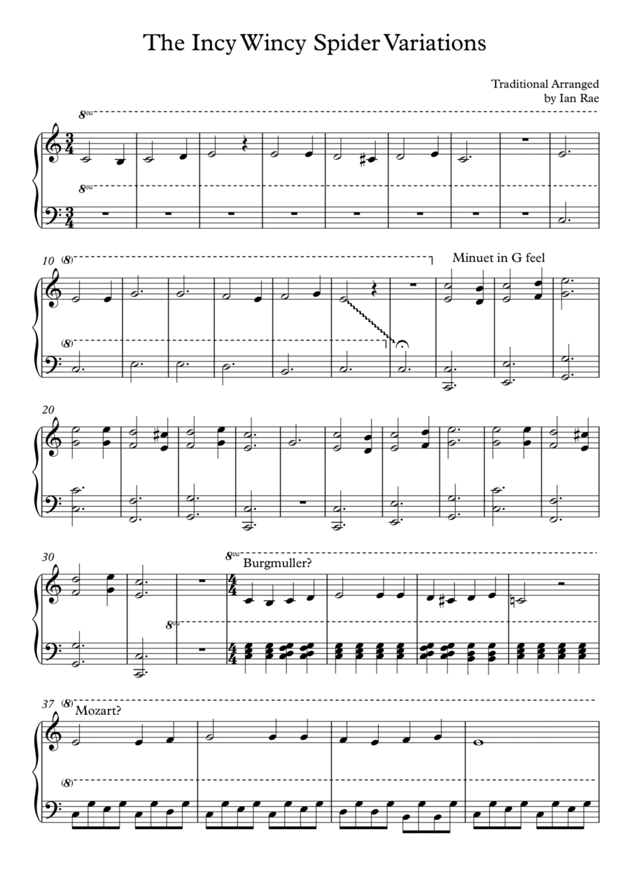 The Incy Wincy (Itsy Bitsy) Spider Variations (arr. Ian Rae)