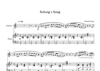 Solveig`s Song - Edvard Grieg (Clarinet + Piano) (arr. Digital Book Music)