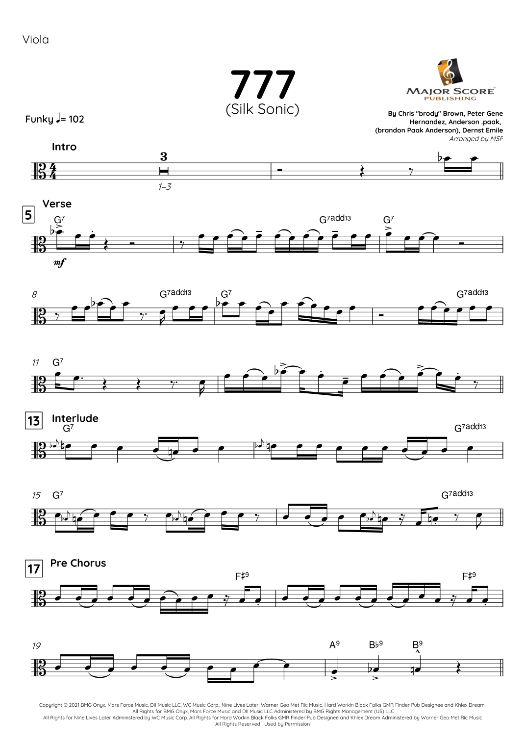 777 (arr. MAJOR SCORE PUBLISHING TM.)