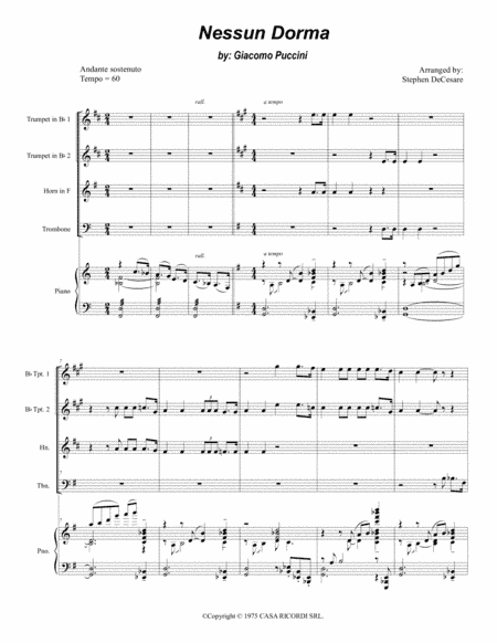 Nessun Dorma (arr. Stephen DeCesare)