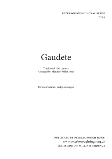 Gaudete TTBB Vocal Score (arr. Matthew Philip Jones)