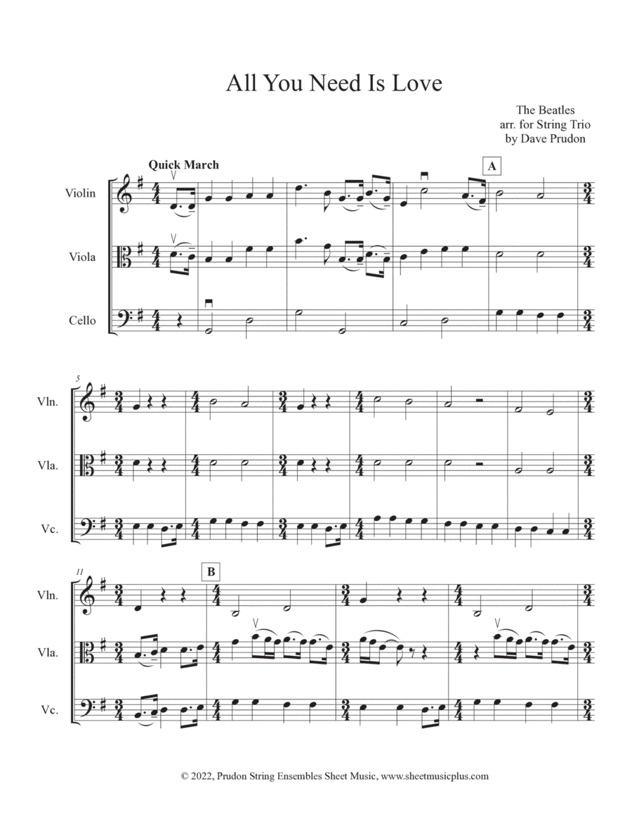 All You Need Is Love (arr. Dave Prudon)