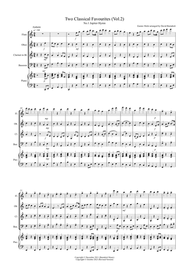 2 Classical Favourites for Wind Quartet (volume two) (arr. David Burndrett)
