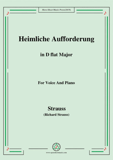 Richard Strauss-Heimliche Aufforderung in D flat Major,for Voice and Piano (arr. MSM)
