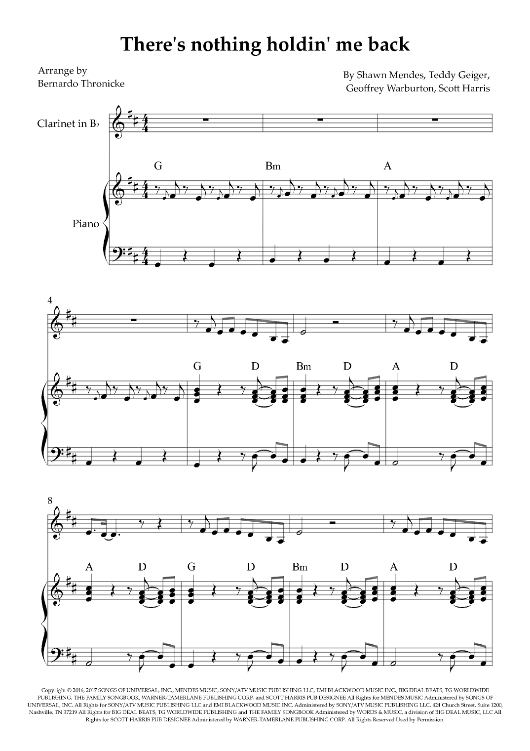 There's Nothing Holdin' Me Back (arr. Bernardo Thronicke)