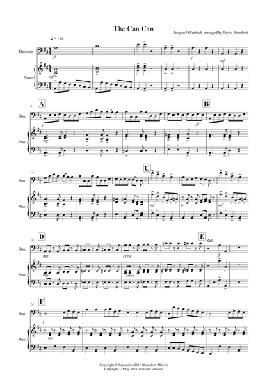 The Can Can for Bassoon and Piano (arr. David Burndrett)