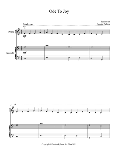 Ode To Joy (Joyful, Joyful We Adore Thee (beginning solo with optional elementary duet) (arr. Sandra Zylstra)