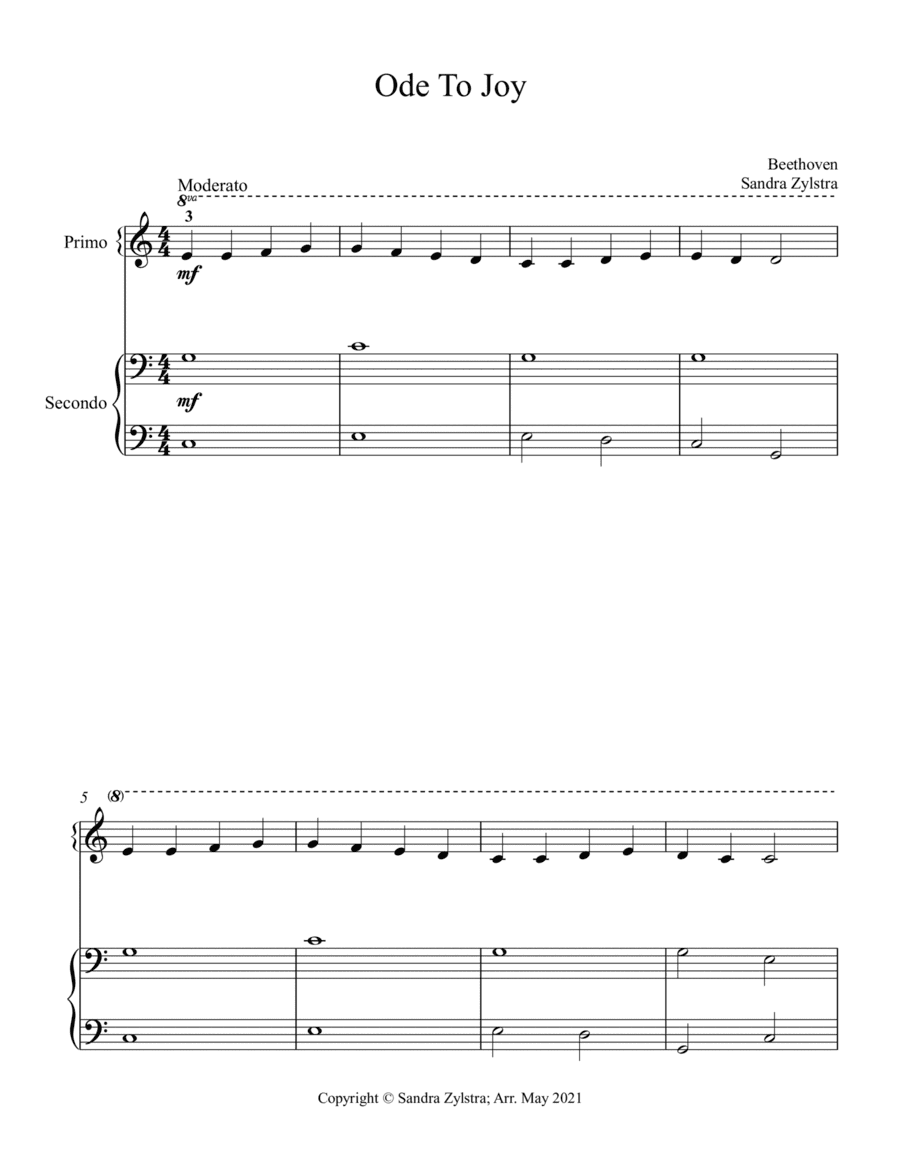 Ode To Joy (Joyful, Joyful We Adore Thee (beginning solo with optional elementary duet) (arr. Sandra Zylstra)