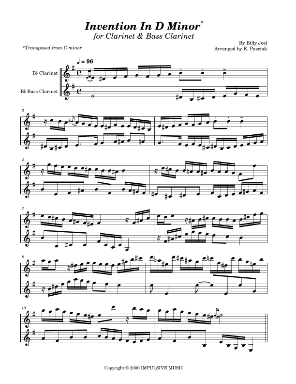 Invention In C Minor (arr. Kenneth Pasciak)