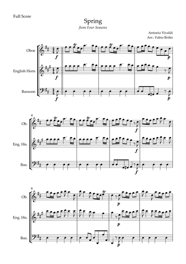 Spring (from Four Seasons of Antonio Vivaldi) for Woodwind Trio (arr. Fabio Britto)