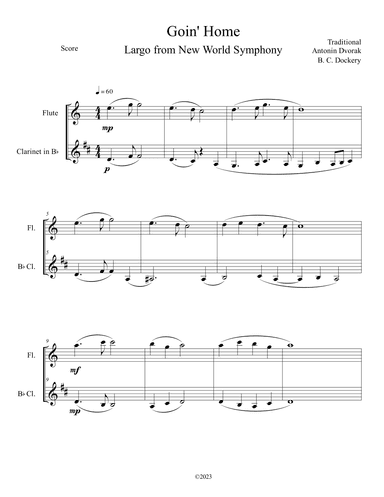 Goin' Home - Largo from New World Symphony (Flute and Clarinet Duet) (arr. B. C. Dockery)