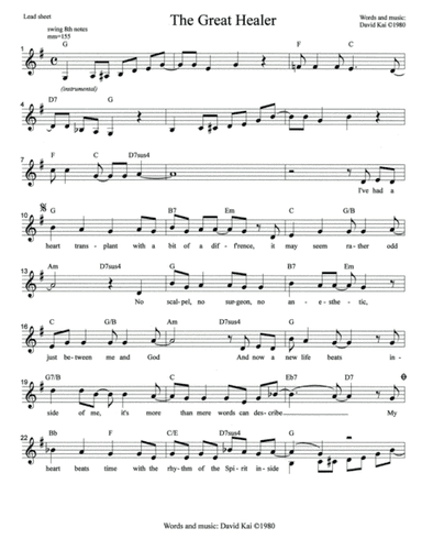 The Great Healer (lead sheet)