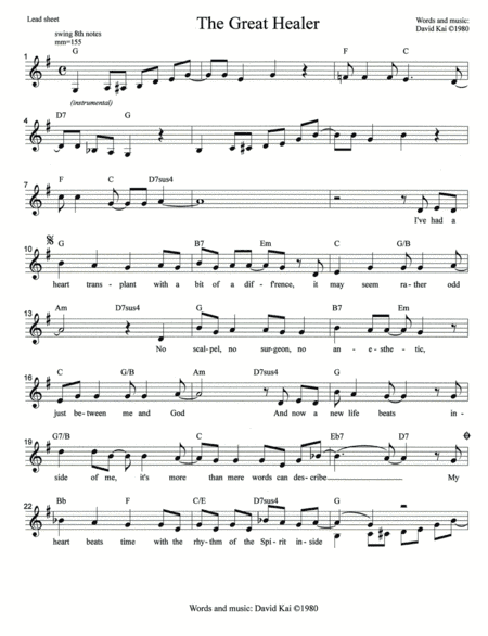 The Great Healer (lead sheet)