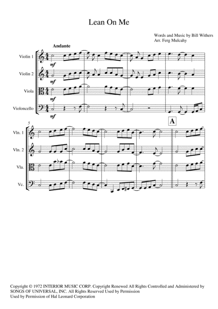 Lean On Me (arr. Ferg Mulcahy)