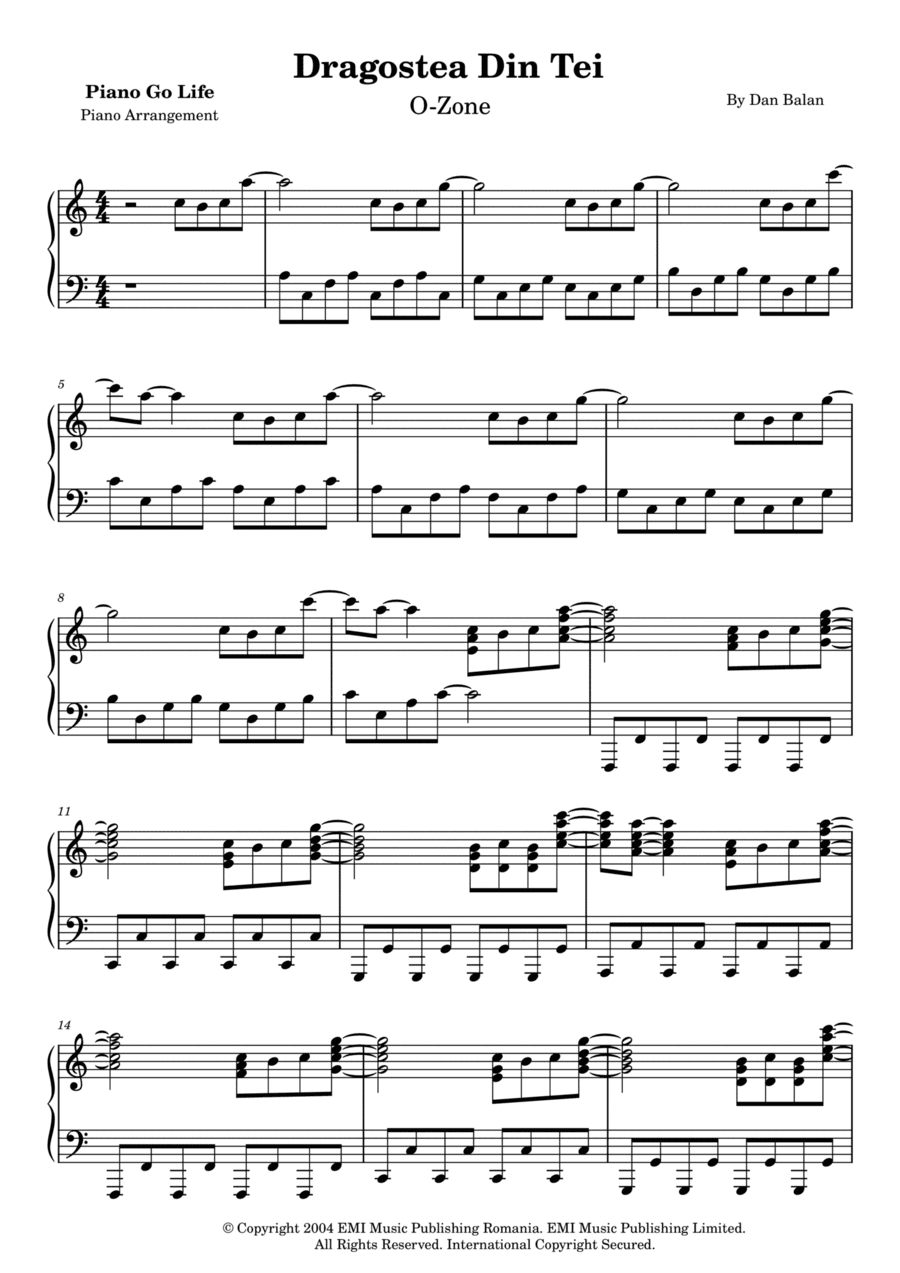 Dragostea Din Tei (arr. Piano Go Life)