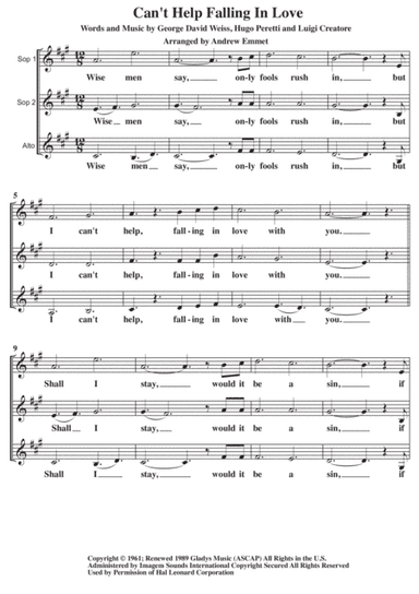 Can't Help Falling In Love (arr. Andrew Emmet)