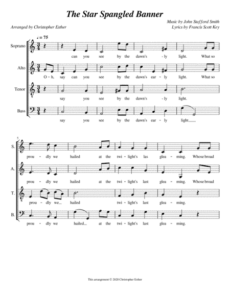 The Star Spangled Banner (SATB Choir/ A Capella) (arr. Christopher Esther)
