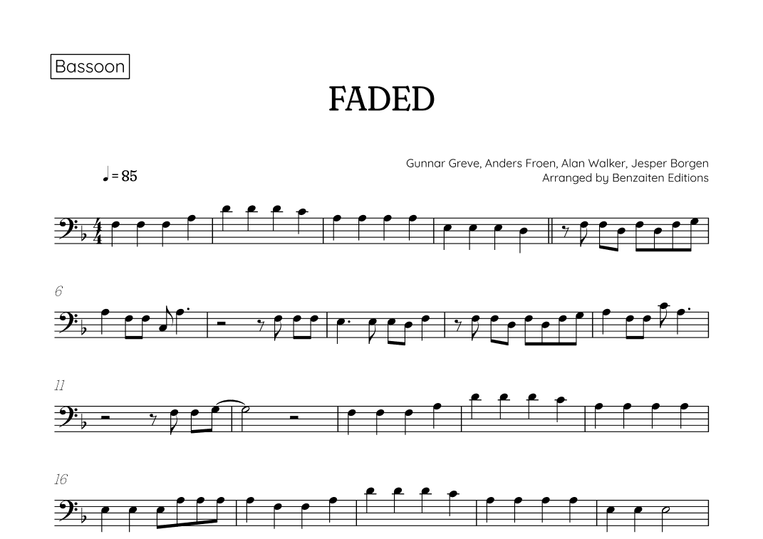Faded (arr. Benzaiten Editions)