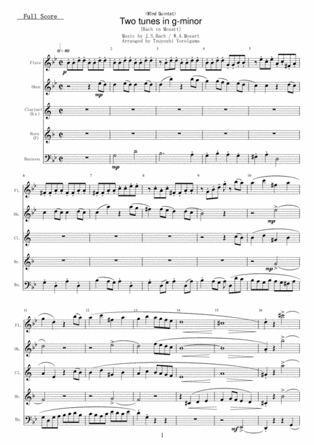 Two tunes in g-minor (Bach vs Mozart) (arr. Tsuyoshi Yoroiguma)