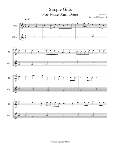 Simple Gifts For Flute and Oboe (arr. Neal Fitzpatrick)