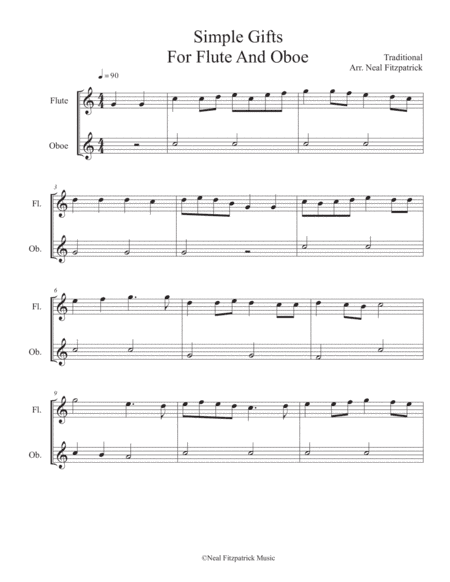 Simple Gifts For Flute and Oboe (arr. Neal Fitzpatrick)