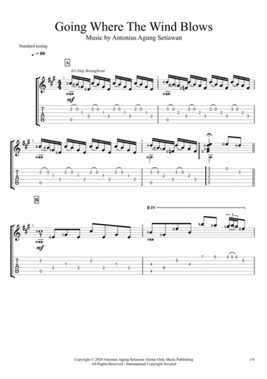 Going Where The Wind Blows (Solo Guitar Tablature)