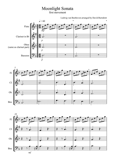 Moonlight Sonata (1st movement) for Wind Trio (arr. David Burndrett)