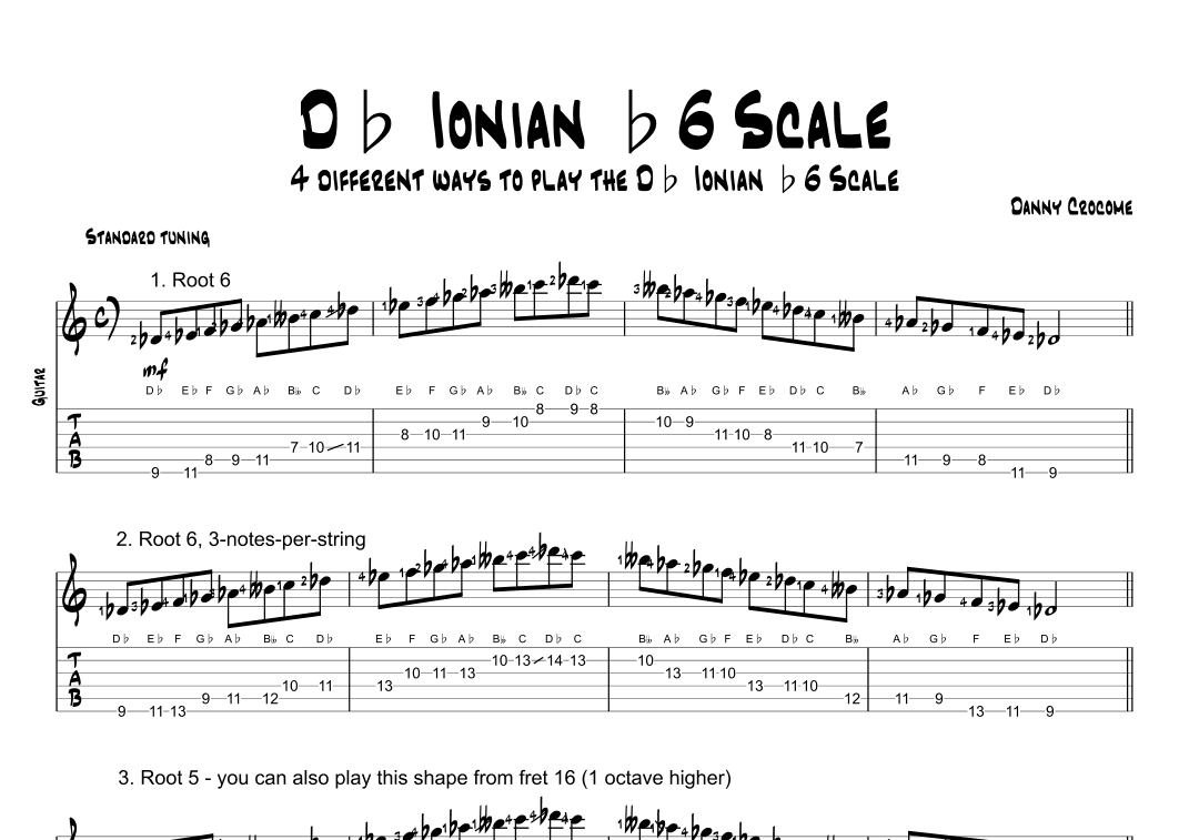 Db Ionian b6 Scale (4 Ways to Play)