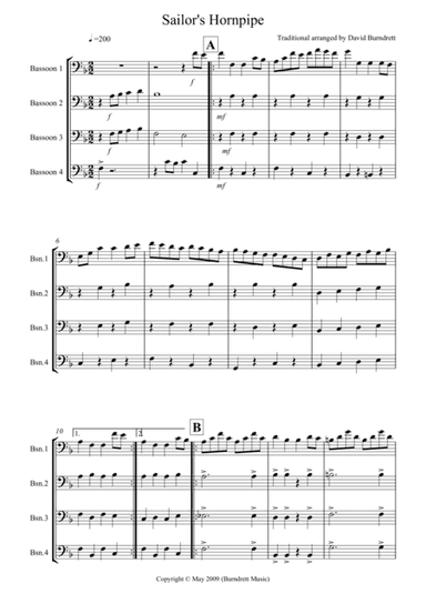 Sailor's Hornpipe for Bassoon Quartet (arr. David Burndrett)