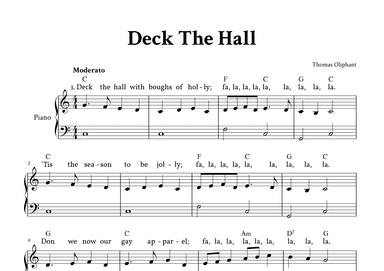 Deck The Hall - Easy Piano in C (with Full Lyrics) (arr. Yuri Noronha)